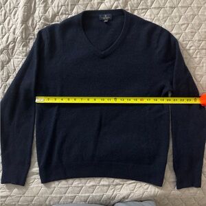 Cashmere Brooks Brothers Dark Blue V-Neck Sweater